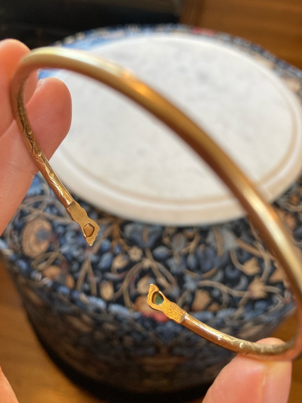 Rare Antique Victorian Figa Fist Snake Diamond Engraved Brass Bypass Bracelet - Picture 14 of 17